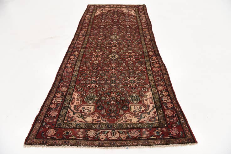 Detail image of 4' x 9' 7 Hand Knotted Hossainabad Persian Wool Runner Rug