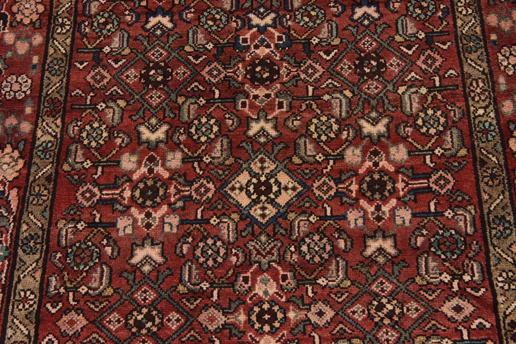 4' x 9' 7 Hand Knotted Hossainabad Persian Wool Runner Rug