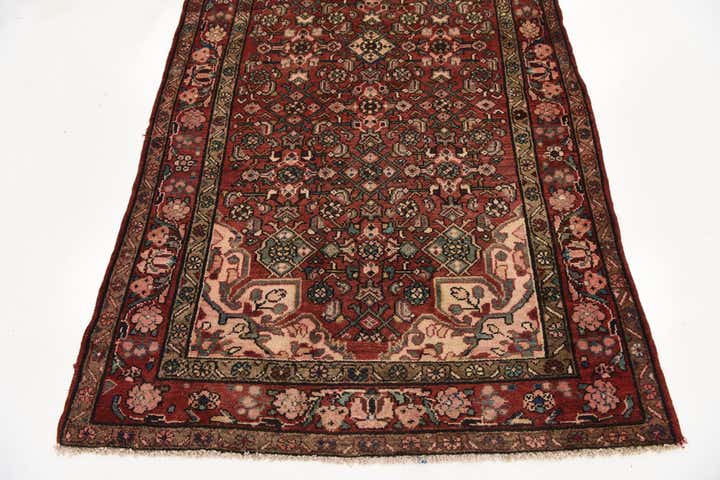 4' x 9' 7 Hand Knotted Hossainabad Persian Wool Runner Rug