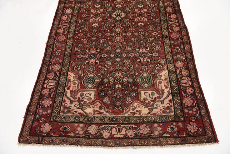 Detail image of 4' x 9' 7 Hand Knotted Hossainabad Persian Wool Runner Rug