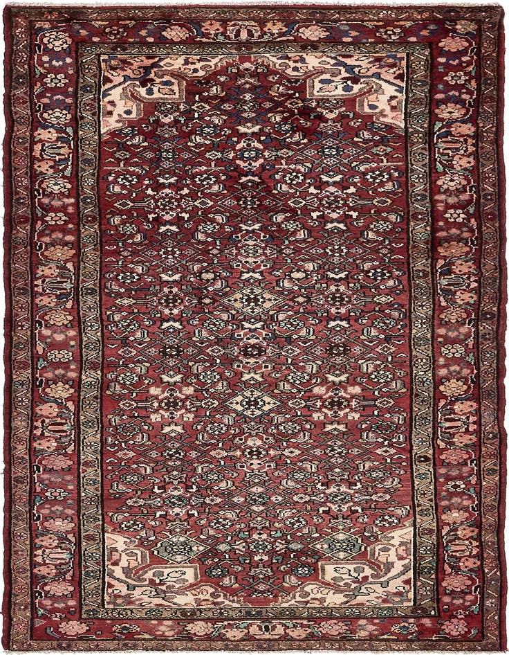 Detail image of 4' x 9' 7 Hand Knotted Hossainabad Persian Wool Runner Rug