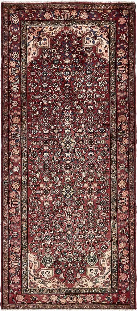 4' x 9' 7 Hand Knotted Hossainabad Persian Wool Runner Rug