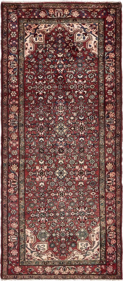 Detail image of 4' x 9' 7 Hand Knotted Hossainabad Persian Wool Runner Rug