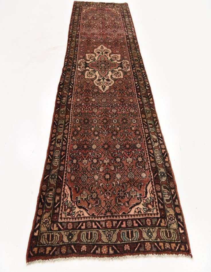 Detail image of 3' 10 x 10' 6  Hand Knotted Hossainabad Persian Wool Runner Rug