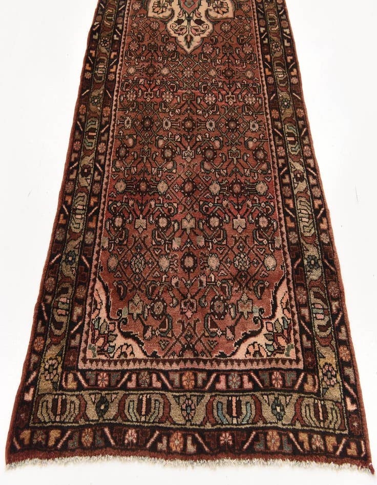 Detail image of 3' 10 x 10' 6  Hand Knotted Hossainabad Persian Wool Runner Rug