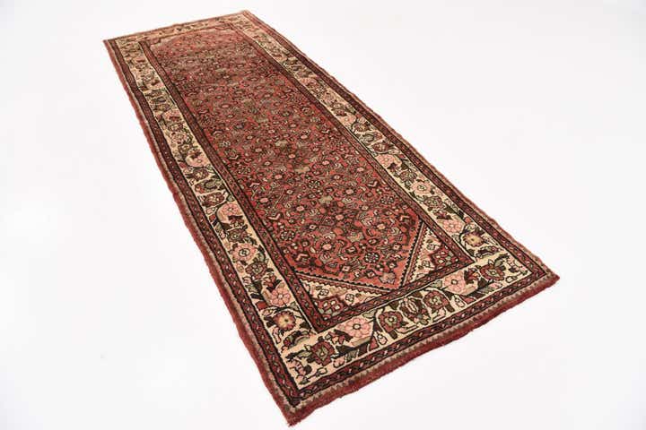 3' 6 x 10' 4 Hand Knotted Hossainabad Persian Wool Runner Rug