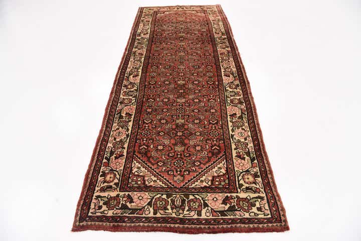 3' 6 x 10' 4 Hand Knotted Hossainabad Persian Wool Runner Rug