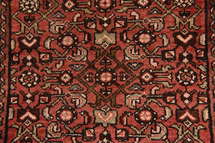 3' 6 x 10' 4 Hand Knotted Hossainabad Persian Wool Runner Rug