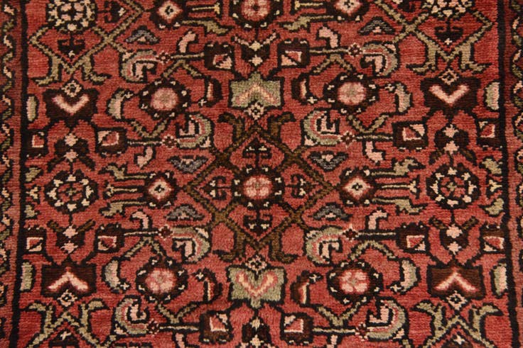 Detail image of 3' 6 x 10' 4 Hand Knotted Hossainabad Persian Wool Runner Rug