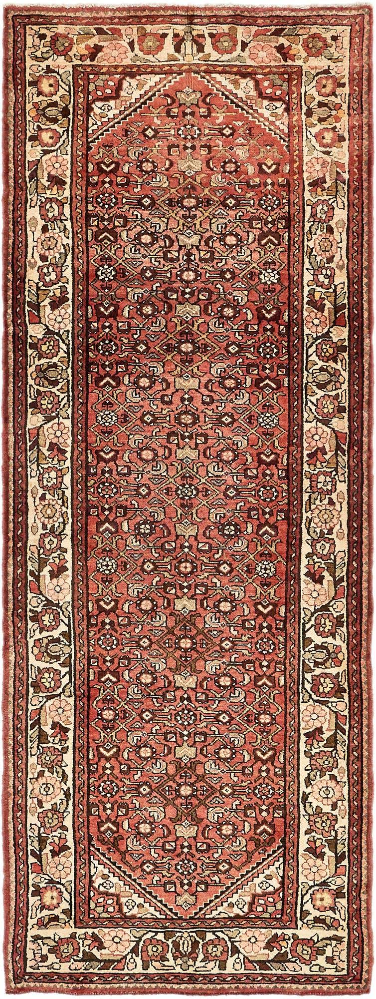 3' 6 x 10' 4 Hand Knotted Hossainabad Persian Wool Runner Rug