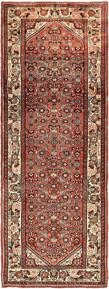 3' 6 x 10' 4 Hand Knotted Hossainabad Persian Wool Runner Rug