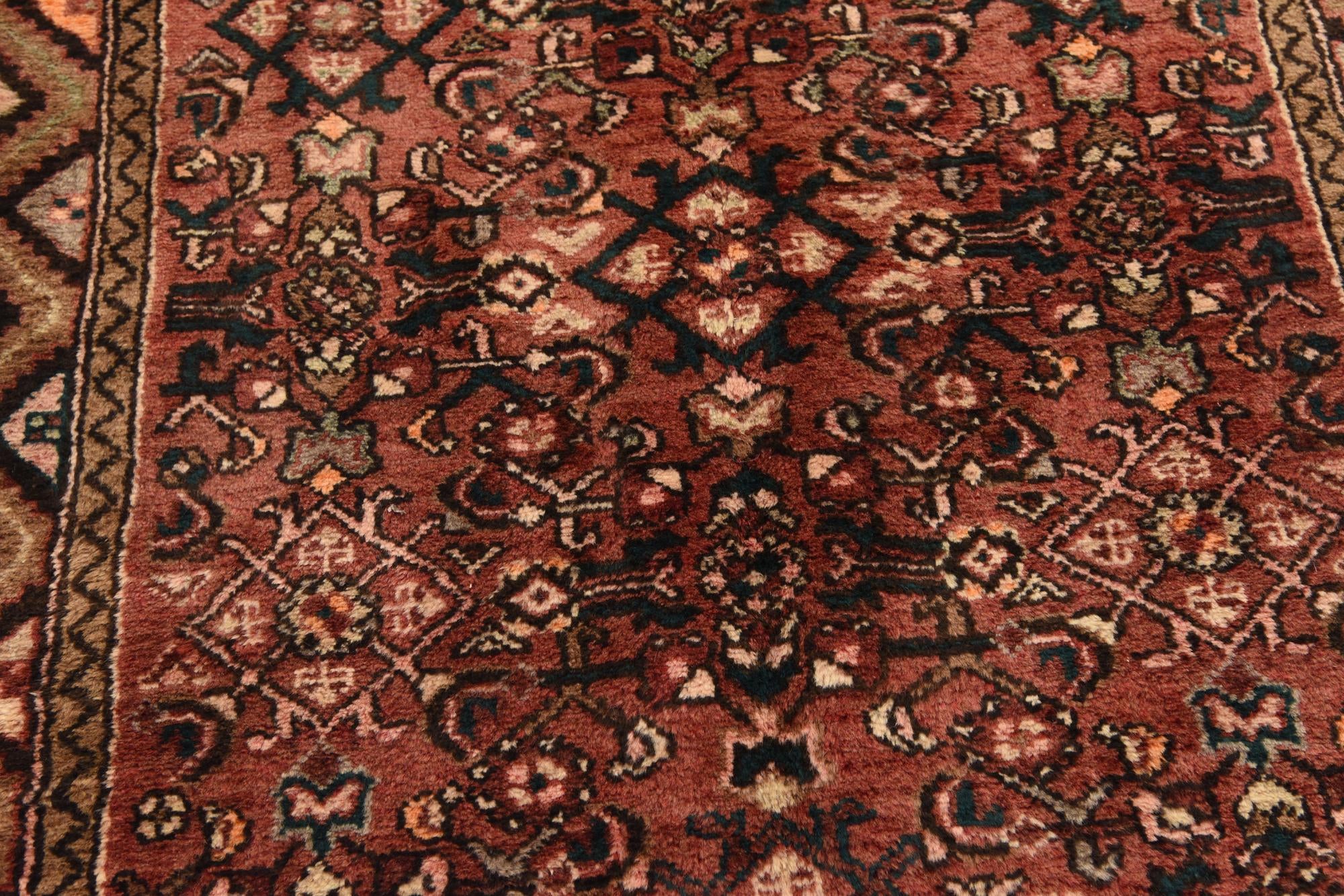 3' 9 x 10' Hand Knotted Hossainabad Persian Wool Runner Rug