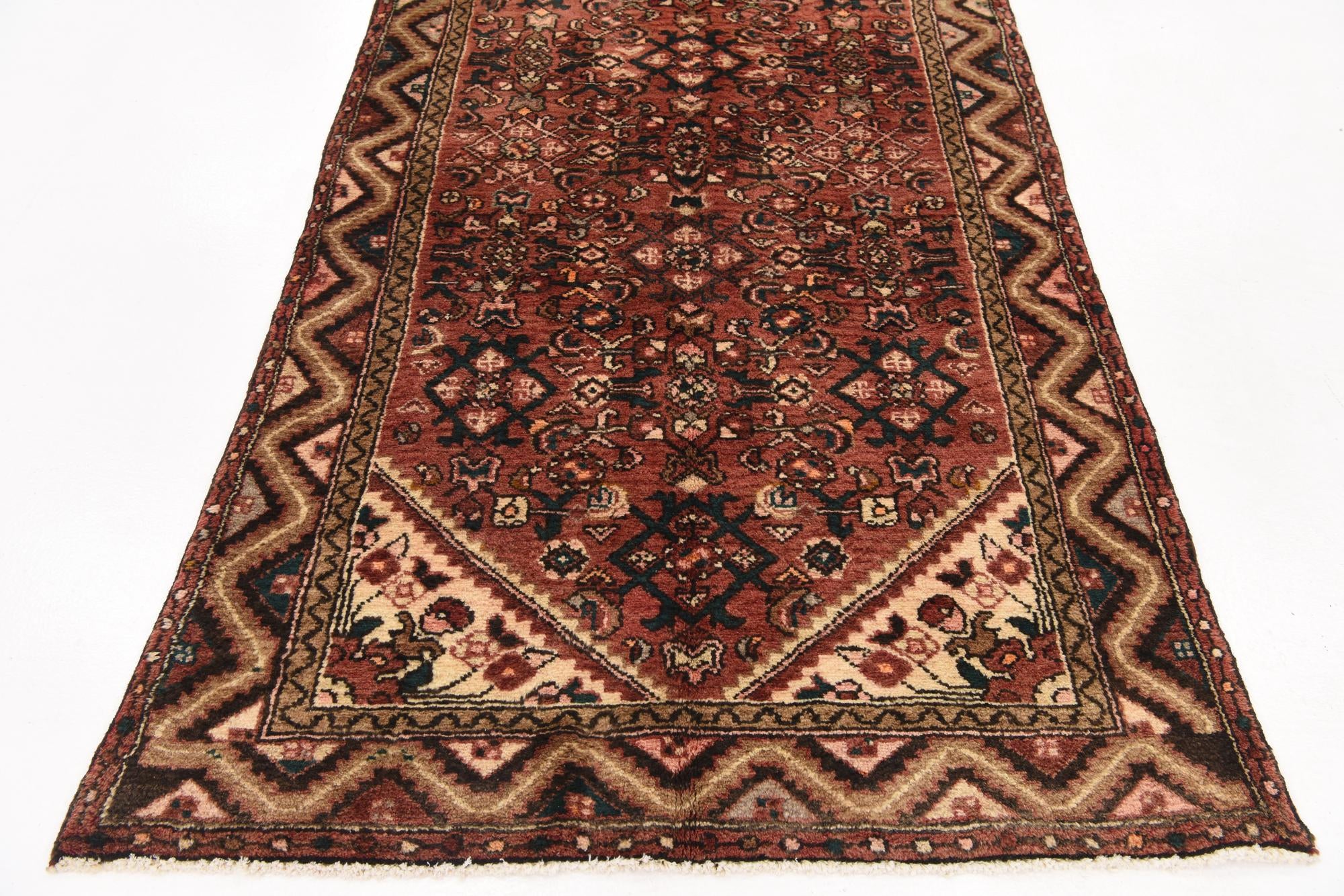 3' 9 x 10' Hand Knotted Hossainabad Persian Wool Runner Rug