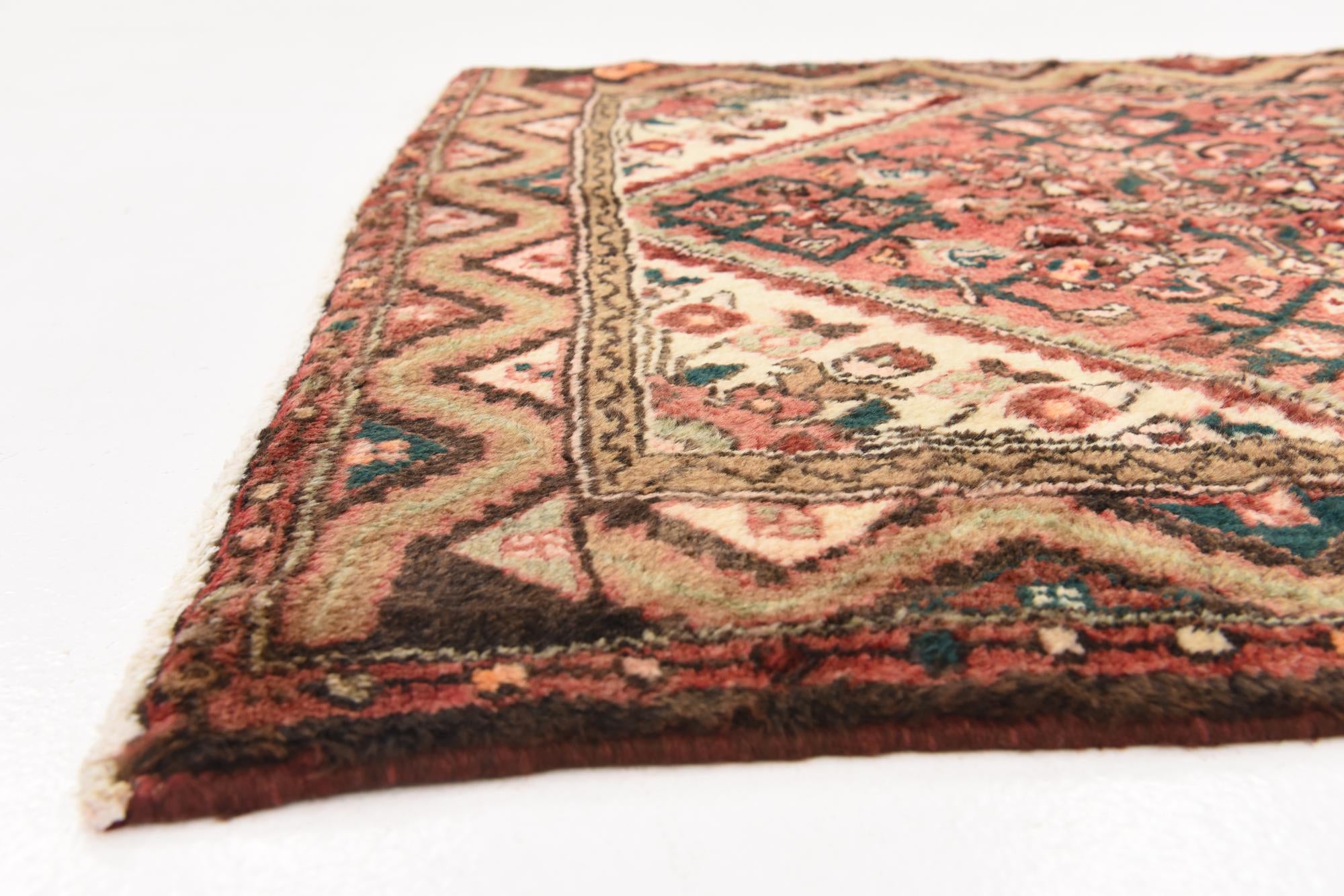 3' 9 x 10' Hand Knotted Hossainabad Persian Wool Runner Rug