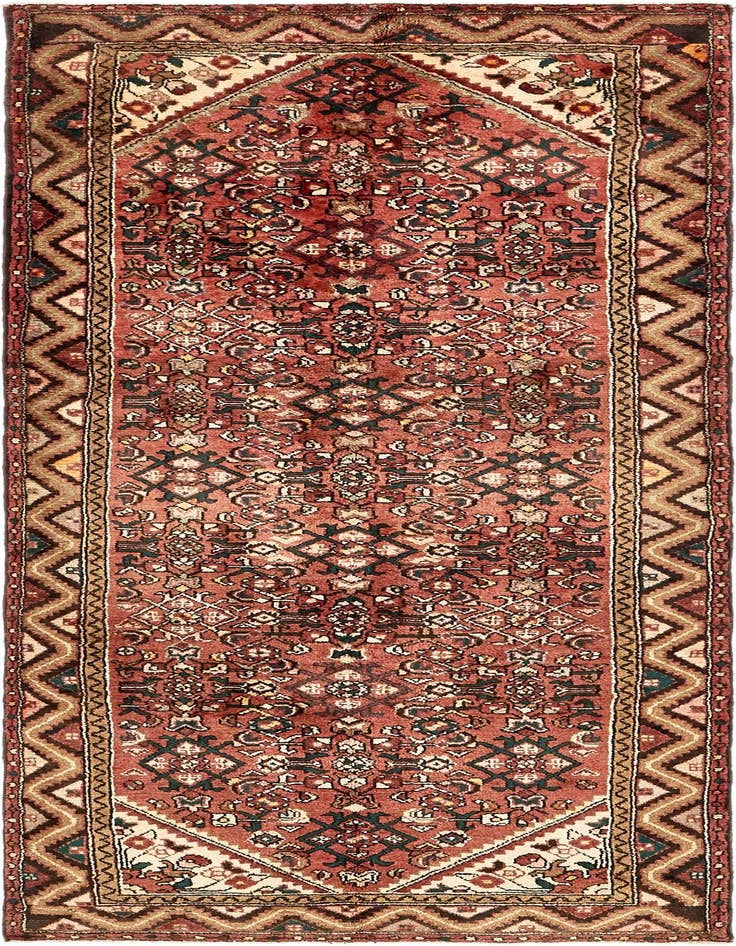 Detail image of 3' 9 x 10' Hand Knotted Hossainabad Persian Wool Runner Rug