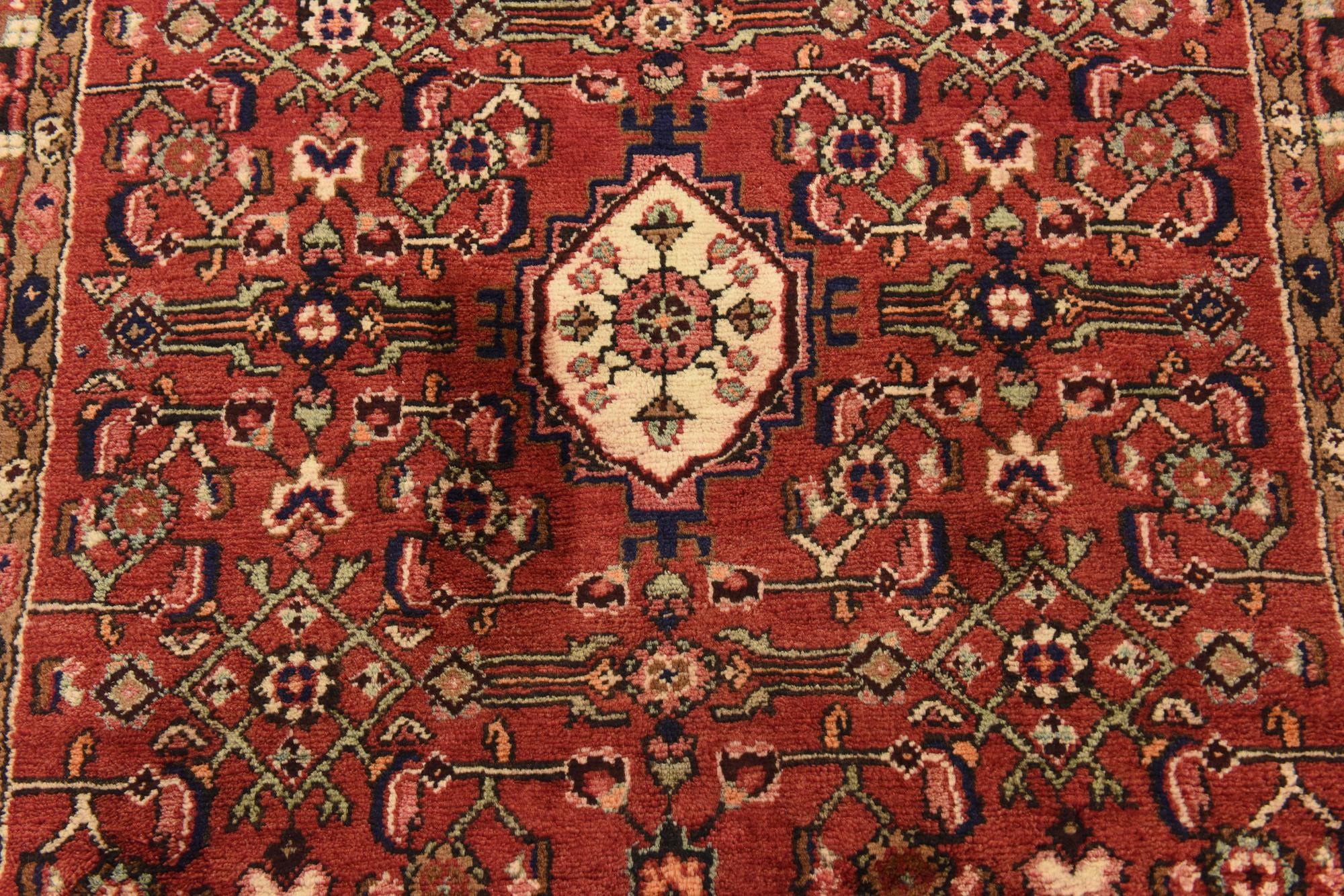 3' 8 x 9' 9 Hand Knotted Hossainabad Persian Wool Runner Rug