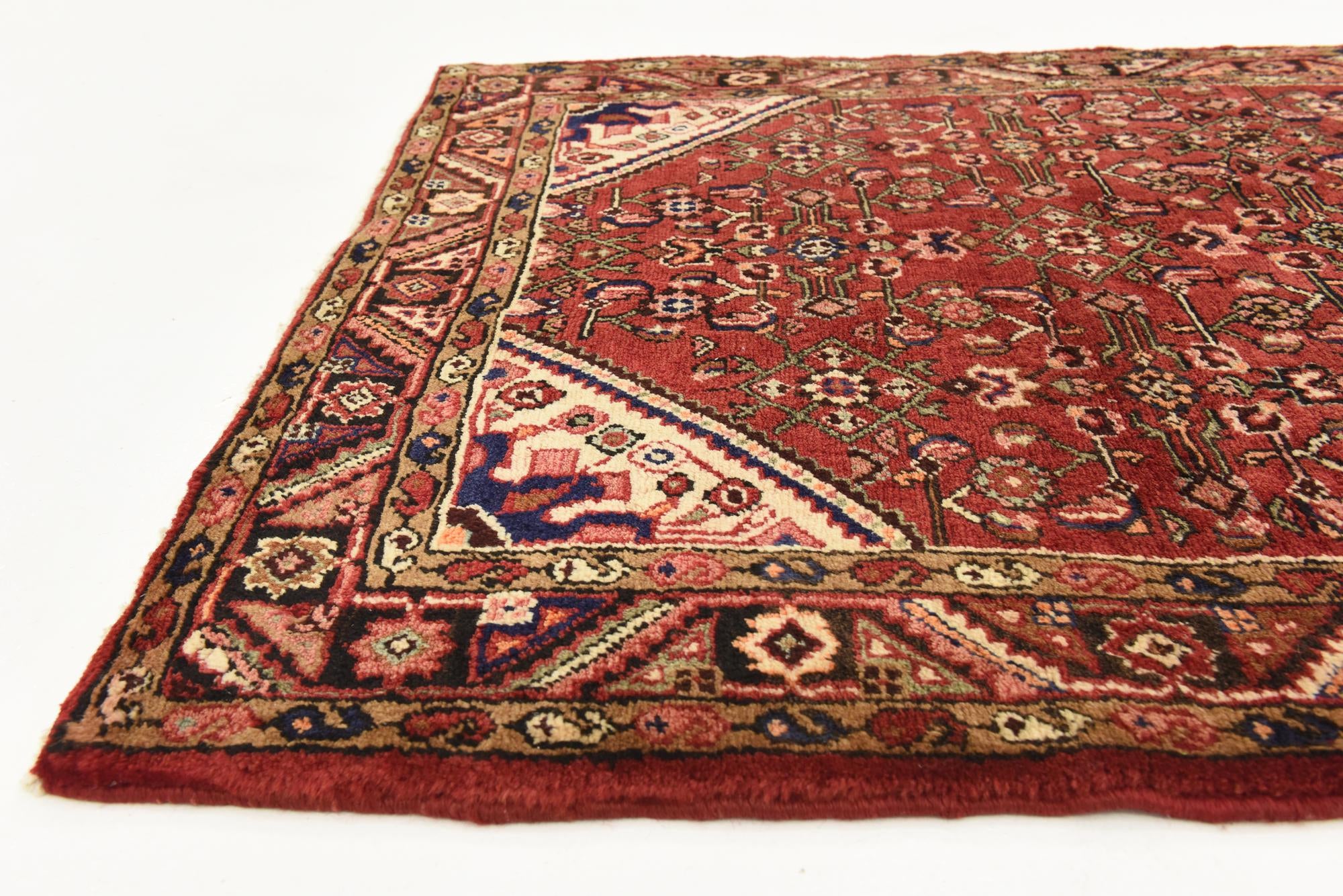 3' 8 x 9' 9 Hand Knotted Hossainabad Persian Wool Runner Rug