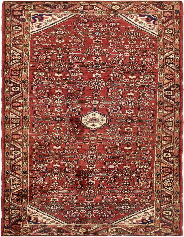 Detail image of 3' 8 x 9' 9 Hand Knotted Hossainabad Persian Wool Runner Rug