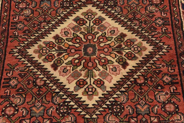 3' 9 x 10' 4 Hand Knotted Hossainabad Persian Wool Runner Rug