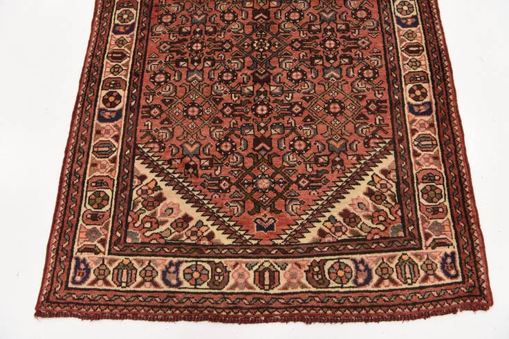 Detail image of 3' 9 x 10' 4 Hand Knotted Hossainabad Persian Wool Runner Rug