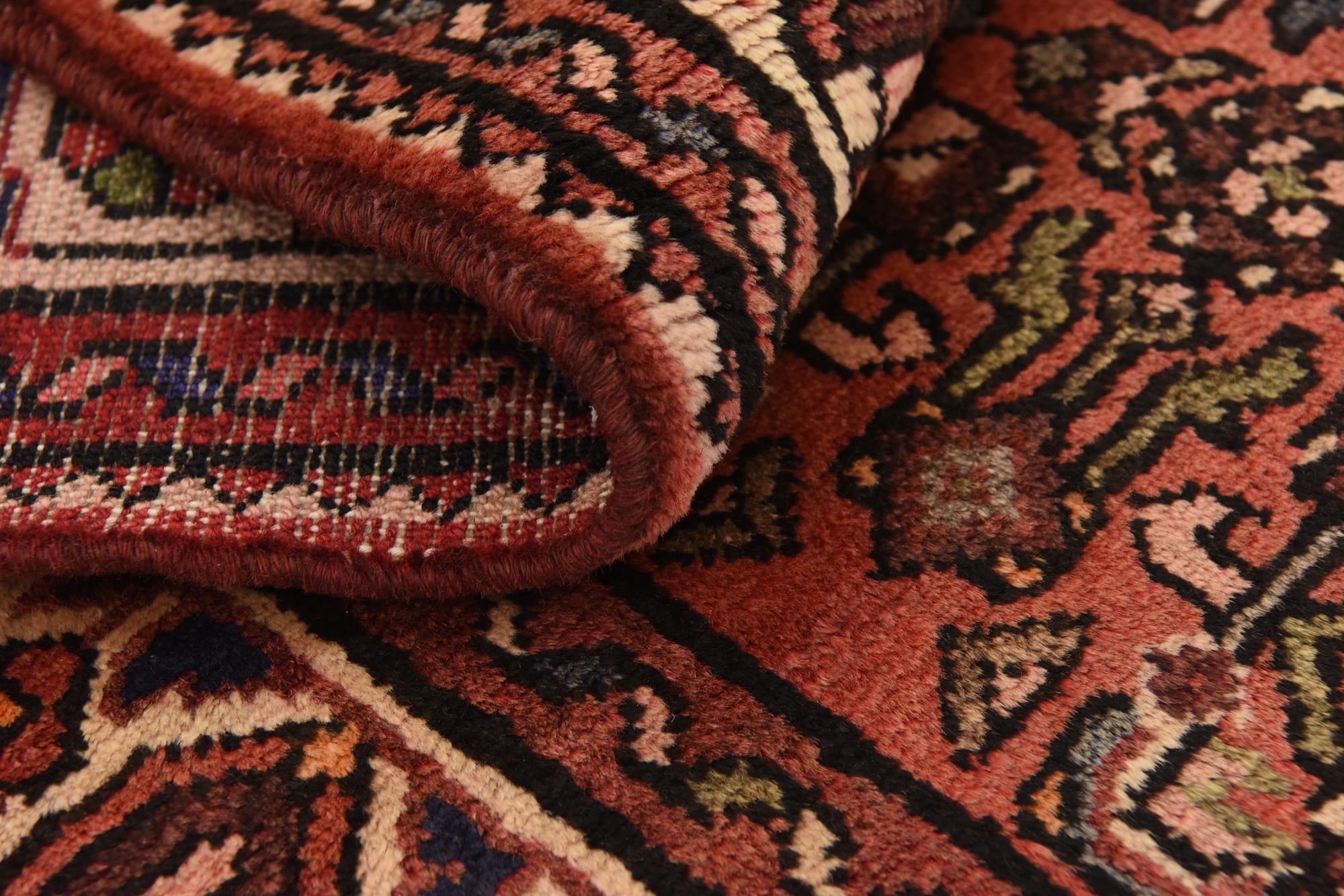 3' 9 x 10' 4 Hand Knotted Hossainabad Persian Wool Runner Rug
