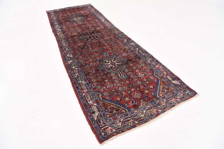 3' 6 x 10' 7 Hand Knotted Hossainabad Persian Wool Runner Rug
