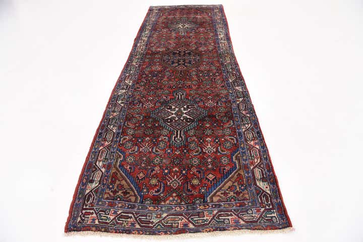 3' 6 x 10' 7 Hand Knotted Hossainabad Persian Wool Runner Rug