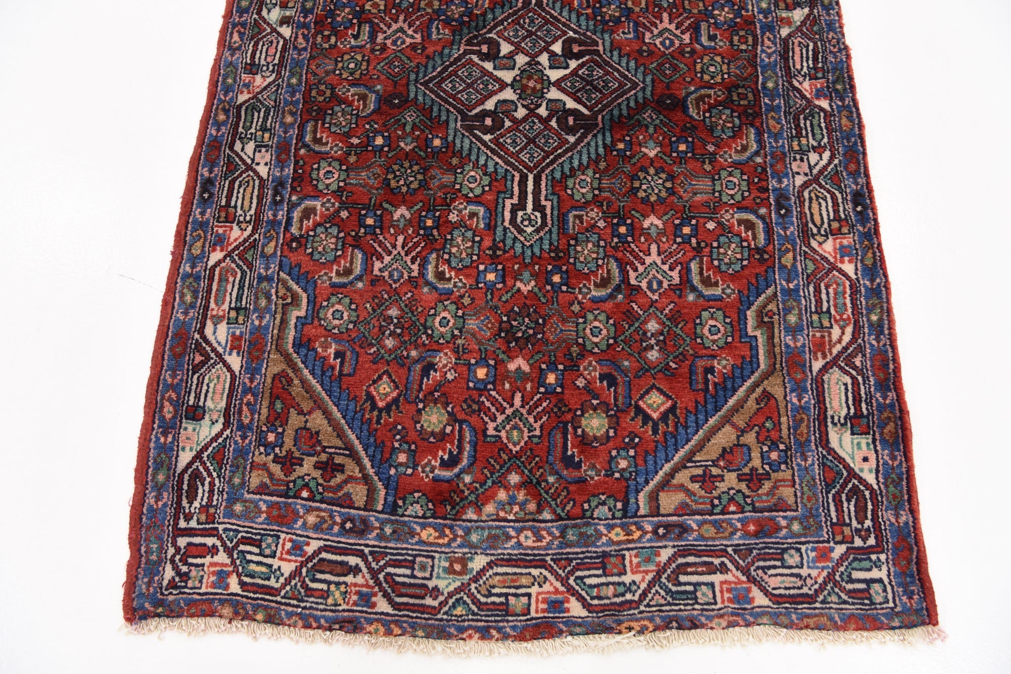3' 6 x 10' 7 Hand Knotted Hossainabad Persian Wool Runner Rug