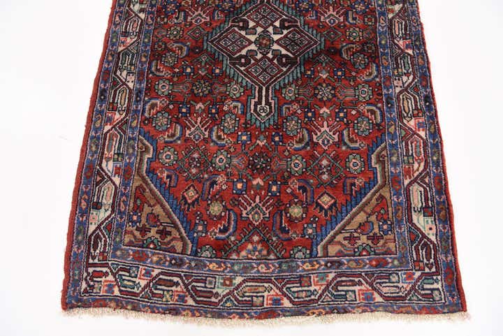 3' 6 x 10' 7 Hand Knotted Hossainabad Persian Wool Runner Rug