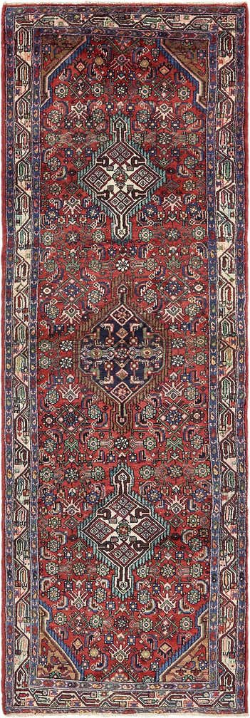 3' 6 x 10' 7 Hand Knotted Hossainabad Persian Wool Runner Rug