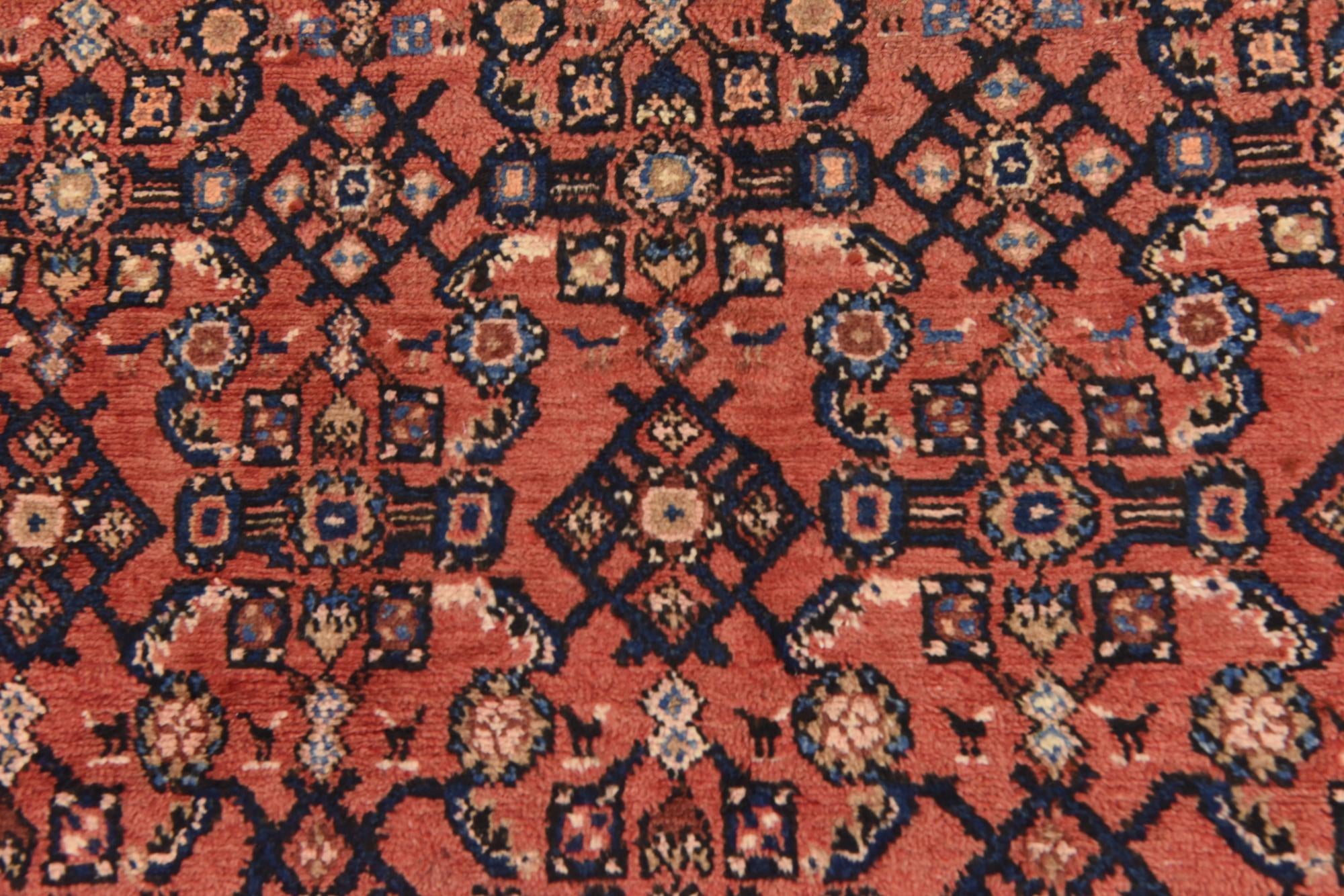 3' 10 x 9' 10 Hand Knotted Hossainabad Persian Wool Runner Rug