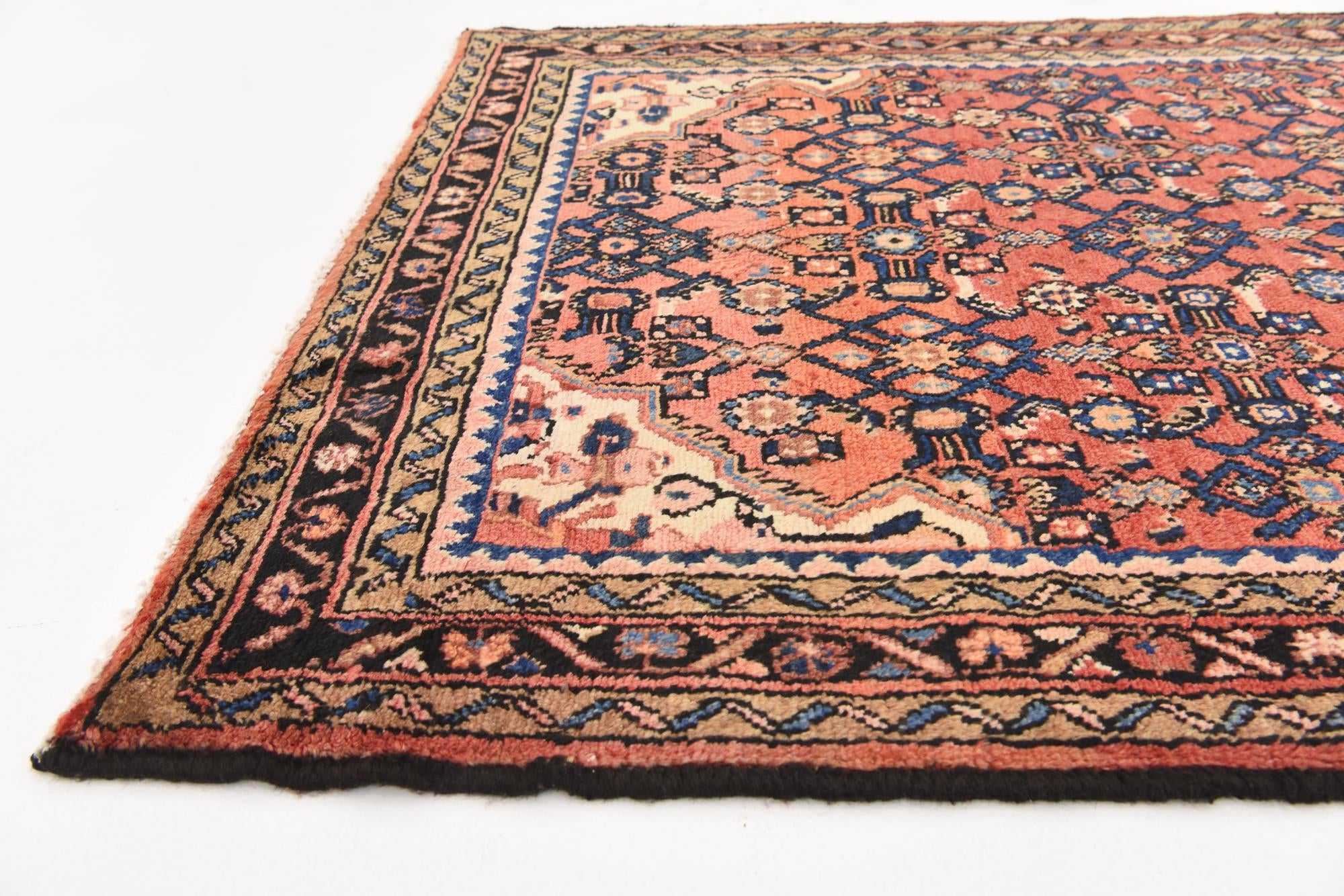 3' 10 x 9' 10 Hand Knotted Hossainabad Persian Wool Runner Rug