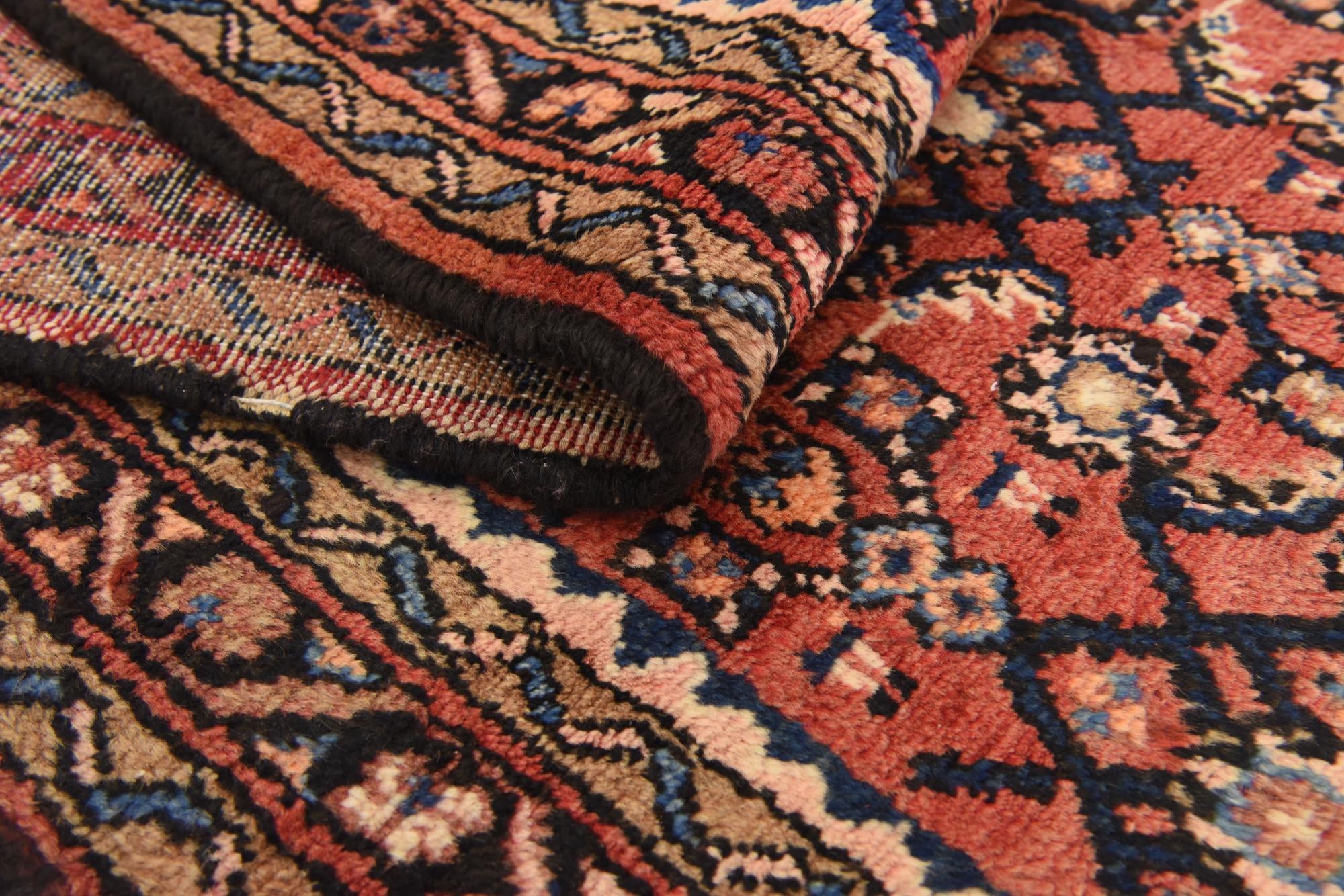 3' 10 x 9' 10 Hand Knotted Hossainabad Persian Wool Runner Rug