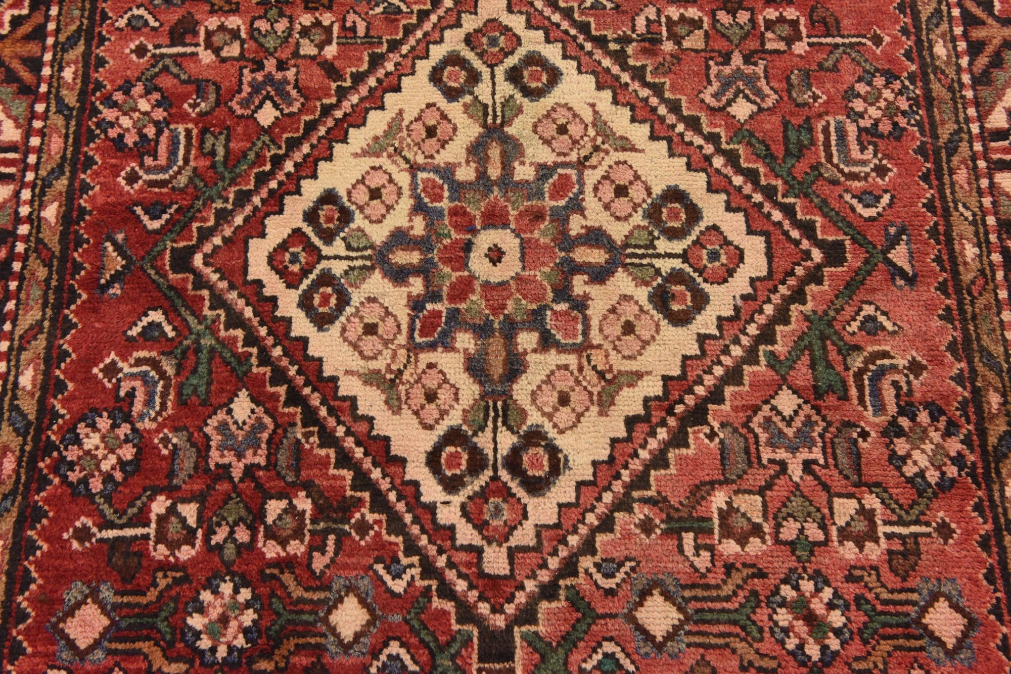110cm x 295cm anudado a mano Hossainabad Alfombra Persa Lana Pasillera