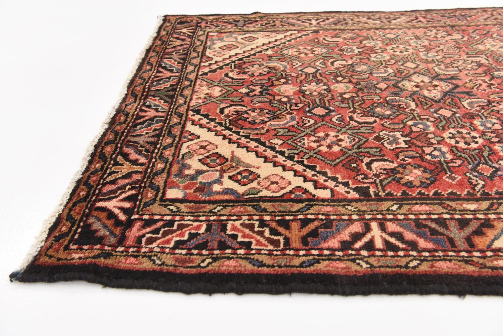 110cm x 295cm anudado a mano Hossainabad Alfombra Persa Lana Pasillera