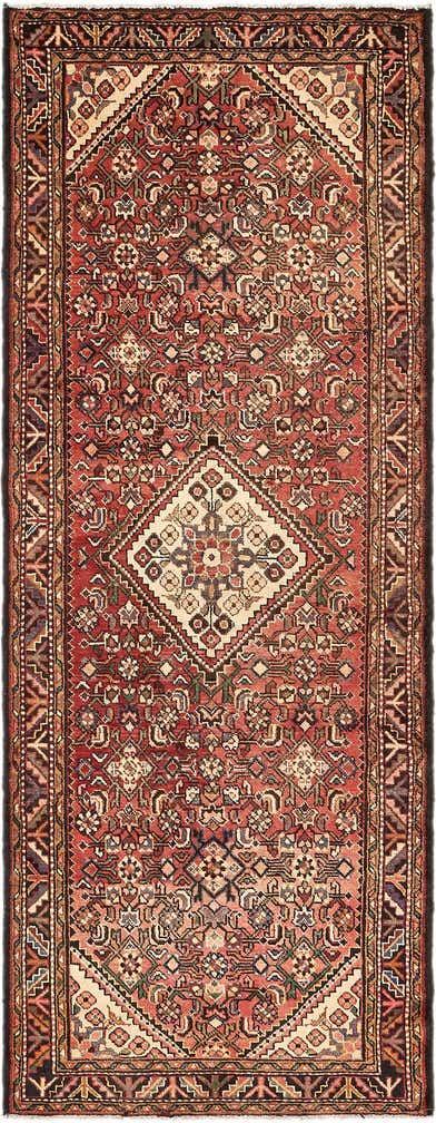 110cm x 295cm anudado a mano Hossainabad Alfombra Persa Lana Pasillera
