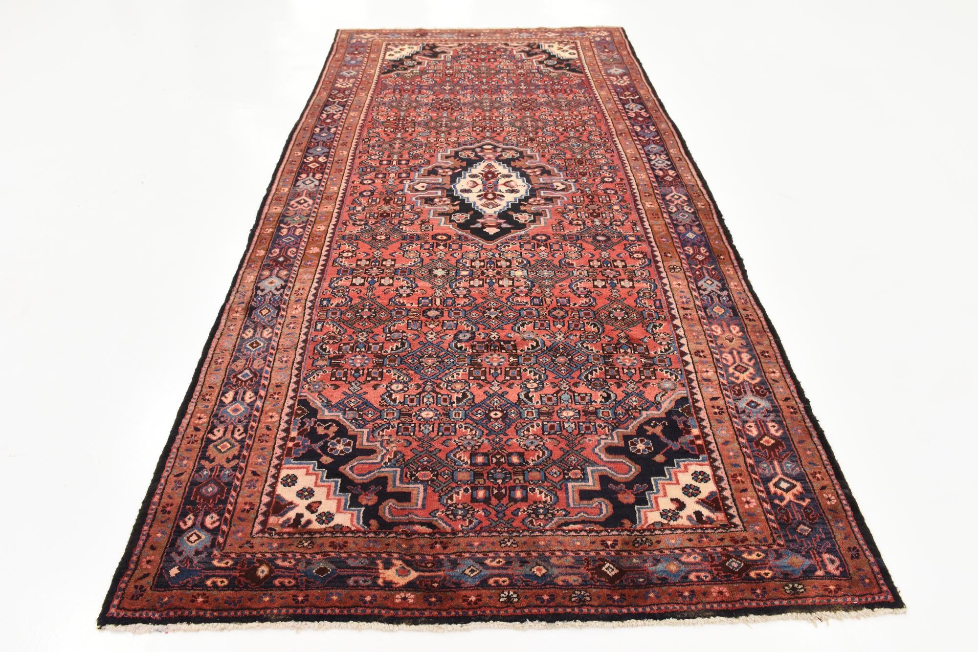 5' 6 x 11' 1 Hand Knotted Hossainabad Persian Wool Runner Rug