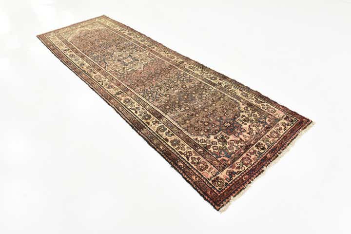 3' 8 x 11' 4 Hand Knotted Hossainabad Persian Wool Runner Rug