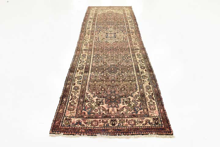 3' 8 x 11' 4 Hand Knotted Hossainabad Persian Wool Runner Rug