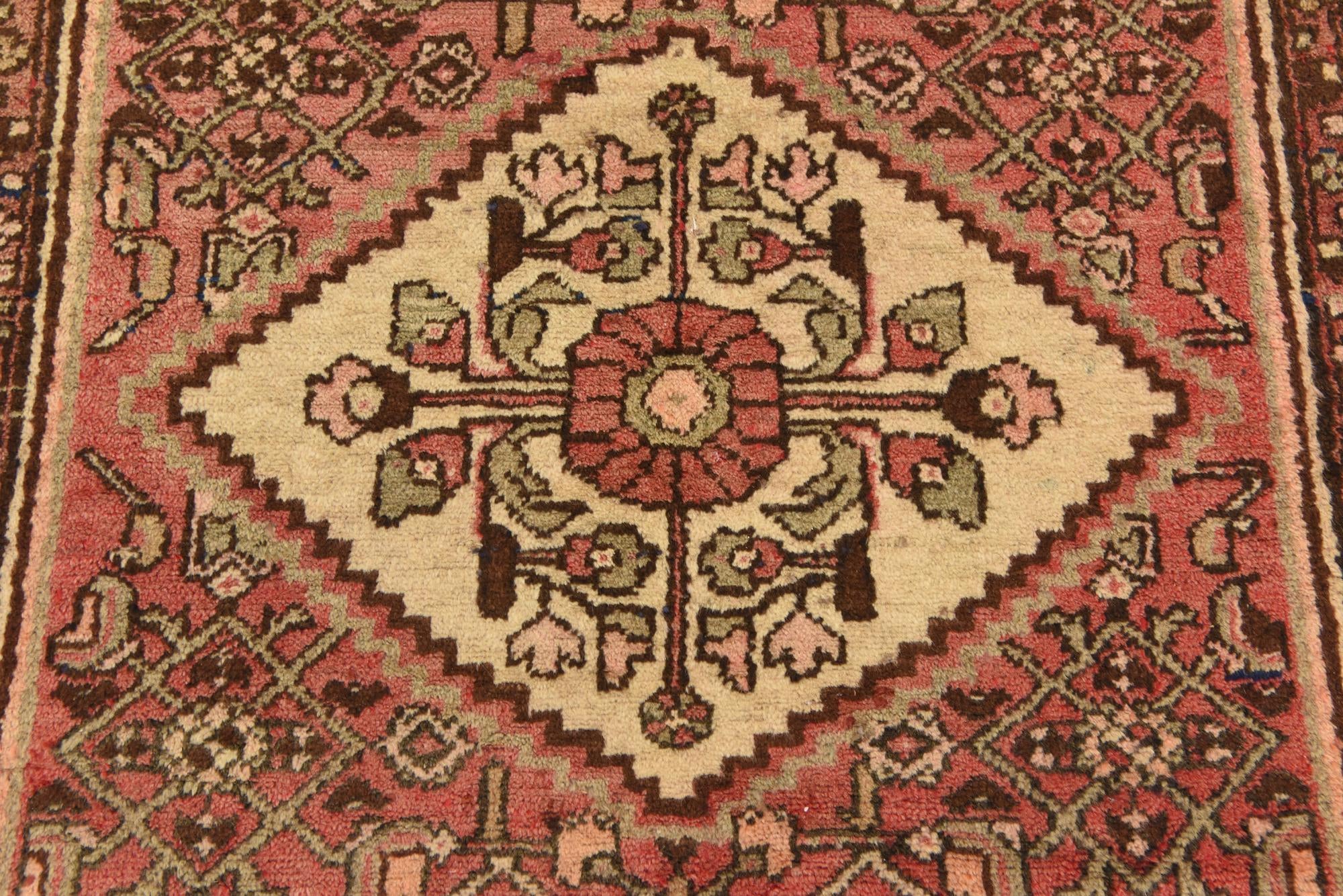 3' 7 x 10' Hand Knotted Hossainabad Persian Wool Runner Rug