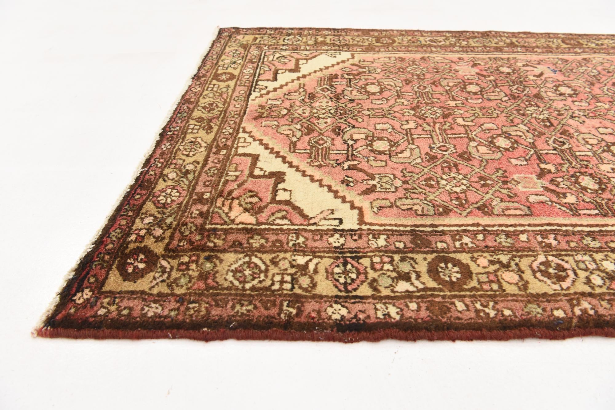 3' 7 x 10' Hand Knotted Hossainabad Persian Wool Runner Rug