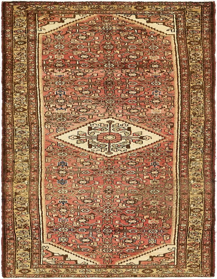 Detail image of 3' 7 x 10' Hand Knotted Hossainabad Persian Wool Runner Rug