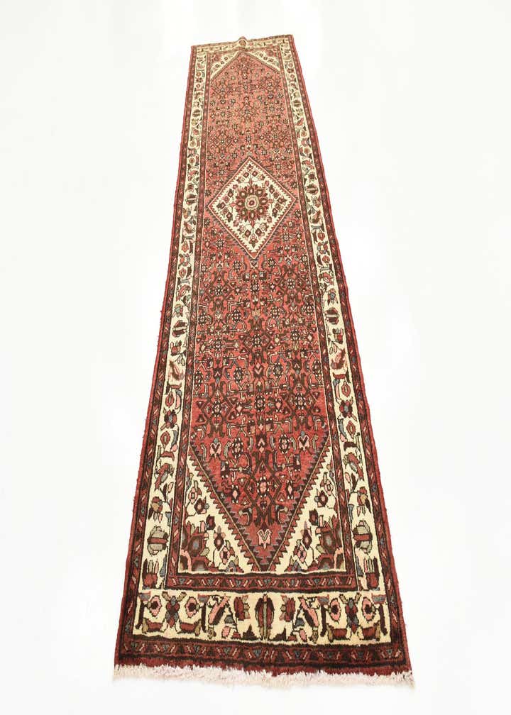 3' 7 x 10' 7 Hand Knotted Hossainabad Persian Wool Runner Rug