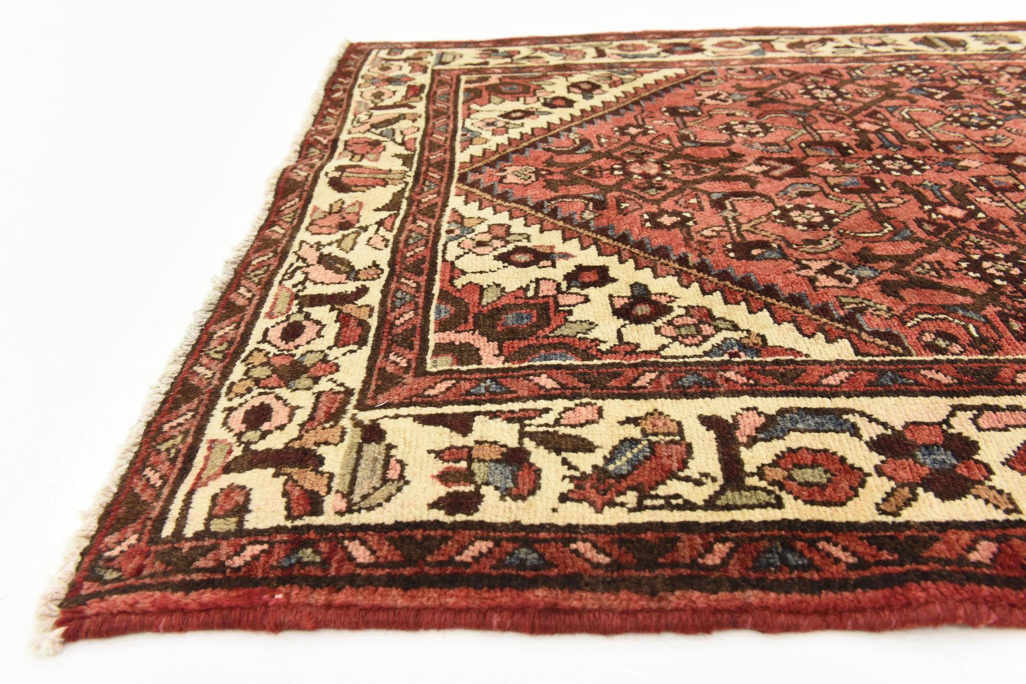 3' 7 x 10' 7 Hand Knotted Hossainabad Persian Wool Runner Rug