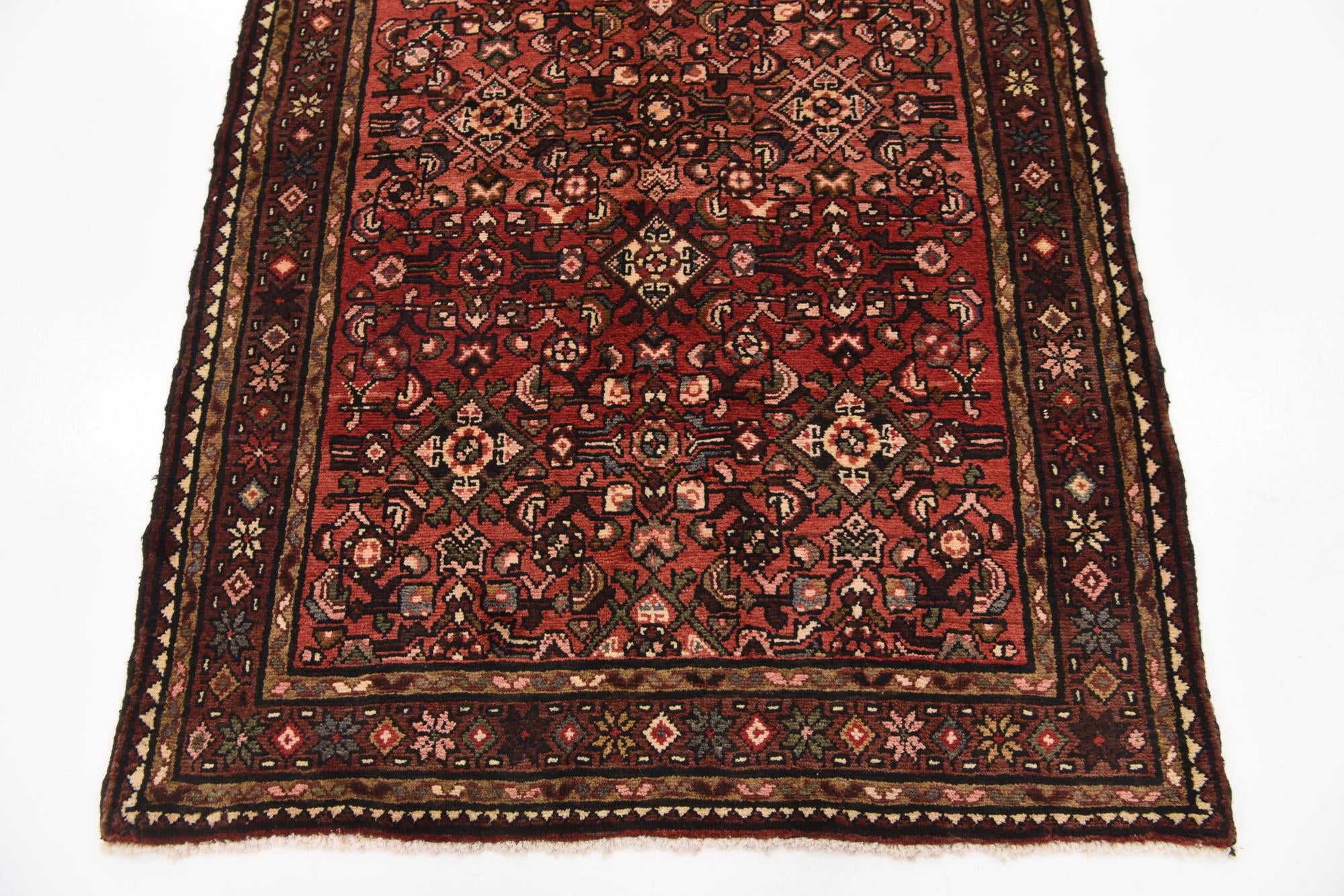 115cm x 305cm Hand Knotted Hossainabad Persian Wool Runner Rug