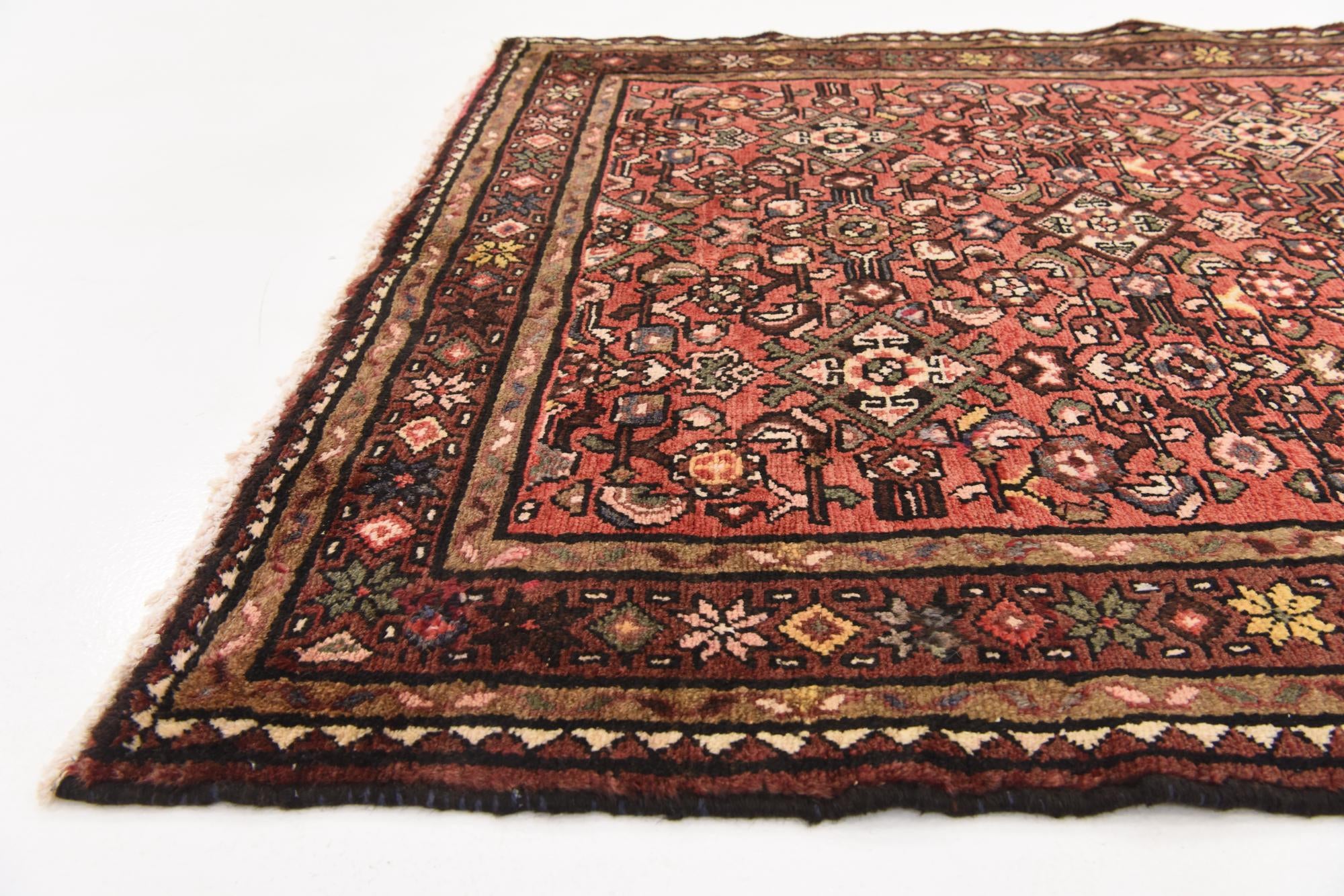 115cm x 305cm Hand Knotted Hossainabad Persian Wool Runner Rug