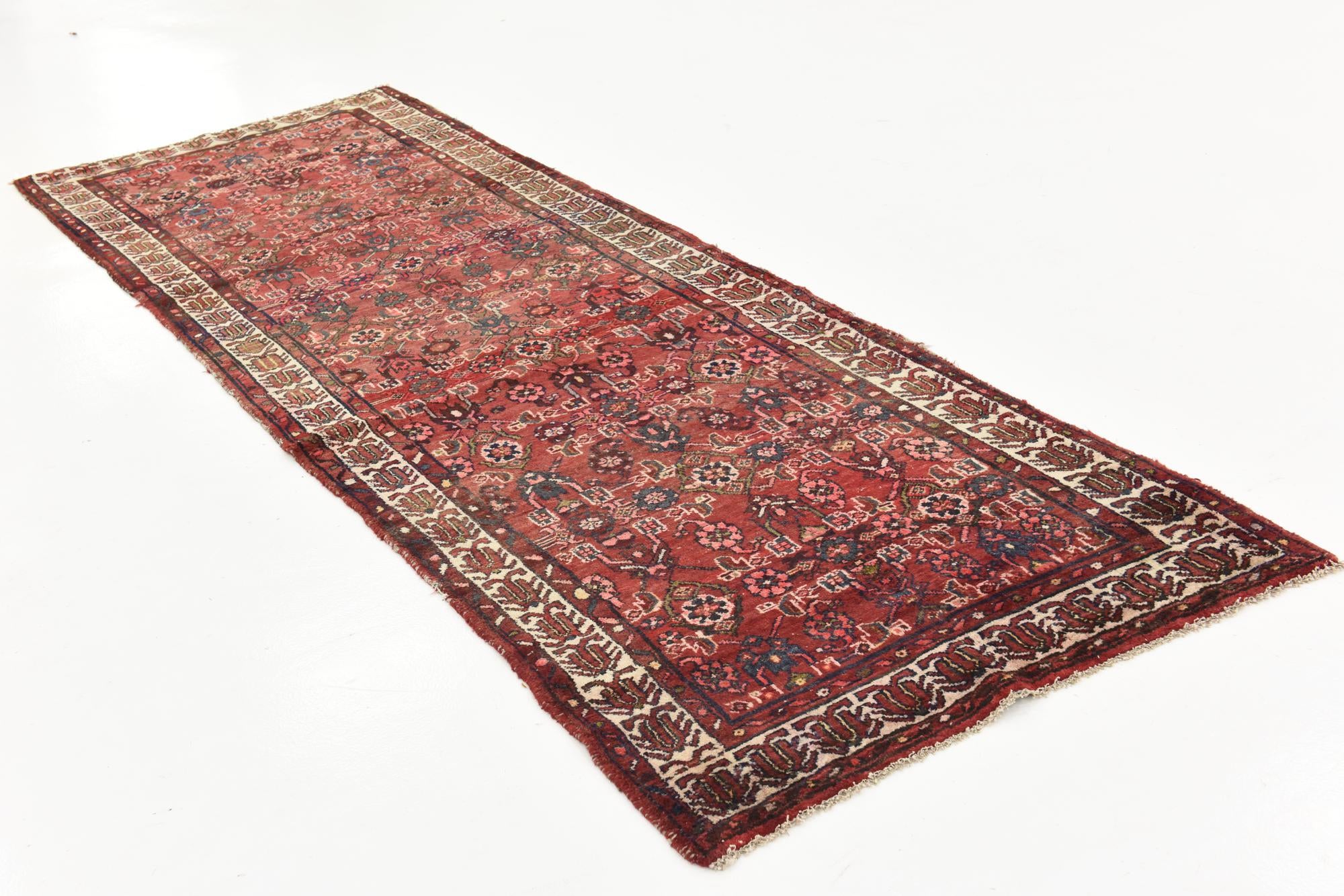 3' 8 x 10' 6 Hand Knotted Hossainabad Persian Wool Runner Rug