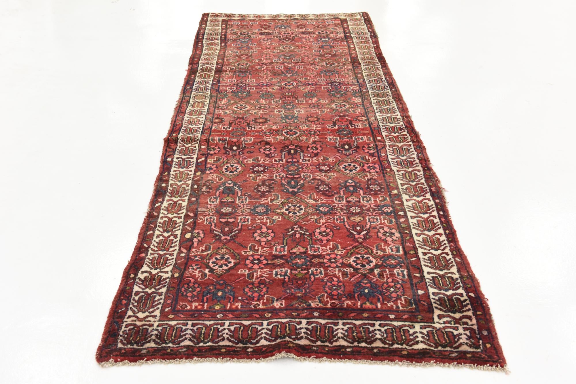 3' 8 x 10' 6 Hand Knotted Hossainabad Persian Wool Runner Rug
