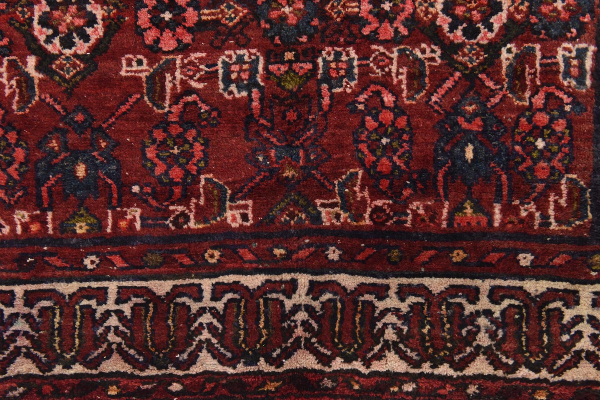 3' 8 x 10' 6 Hand Knotted Hossainabad Persian Wool Runner Rug