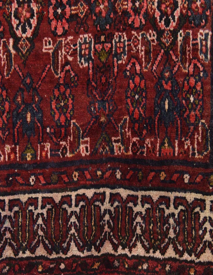 Detail image of 3' 8 x 10' 6  Hand Knotted Hossainabad Persian Wool Runner Rug